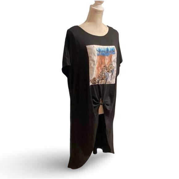 Top Fashion of NY blouse tunic top DIVA long with front slits Size 2x heels sexy - Picture 1 of 5